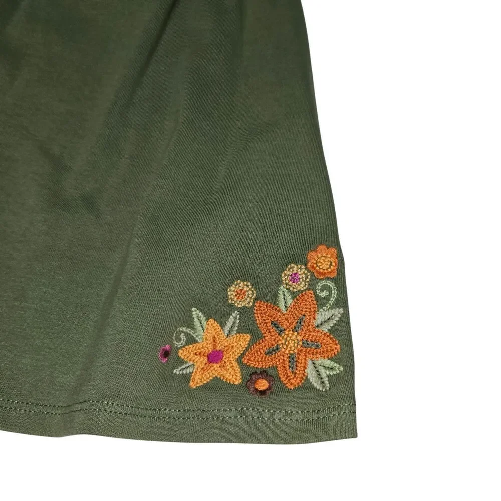 Vintage Gymboree Dress Size 5 Savannah Sunset Olive Green Knit Floral 2006 NWT